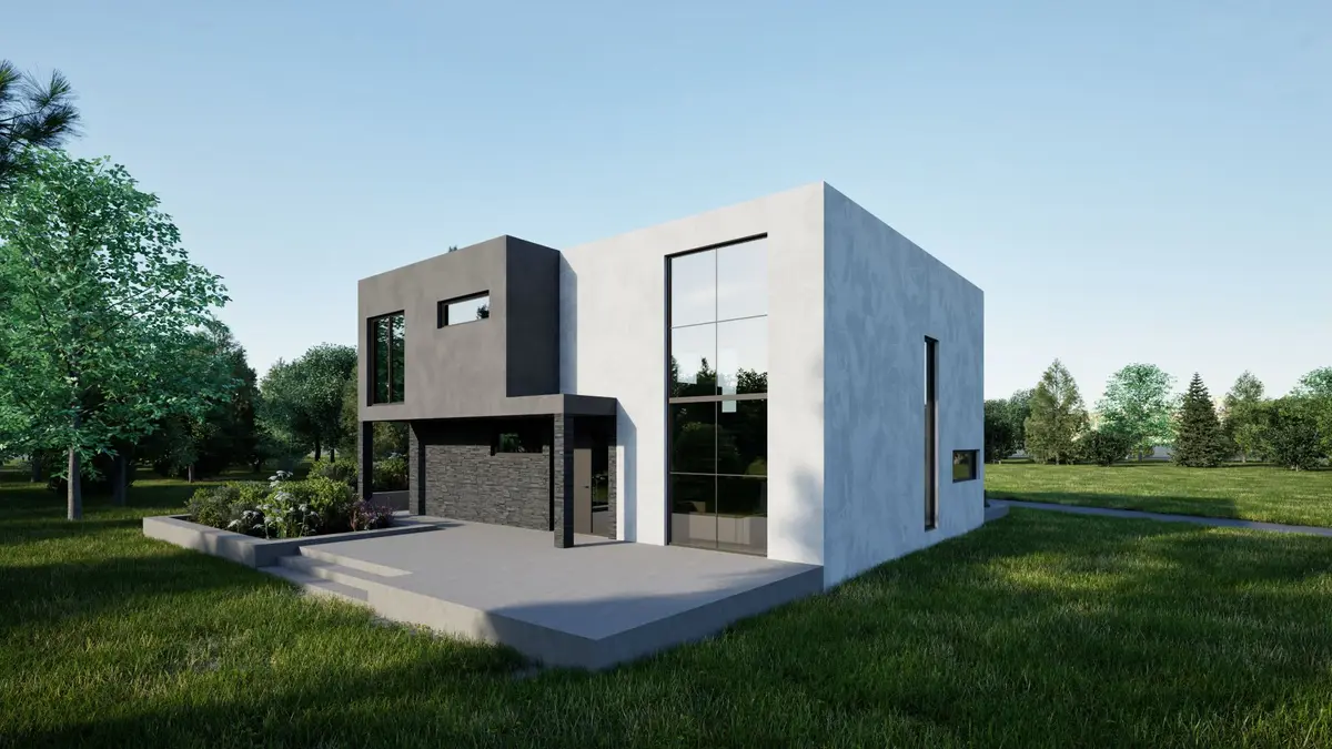3D prikaz prilaza montažnoj kući